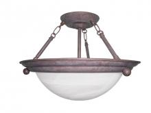  HS6213RBSCT - Two Light Oil Rubbed Bronze White Swirl Glass Bowl Semi-Flush Mount