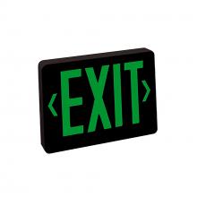  NX-503-LED/BG - Thermoplastic LED Exit Sign, Battery Backup, Green Letters / Black Housing, AC