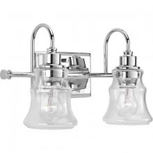  P300138-015 - Litchfield Collection Two-Light Polished Chrome Clear Glass Coastal Bath Vanity Light