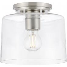  P350213-009 - Adley Collection One-Light Brushed Nickel Clear Glass New Traditional Flush Mount Light