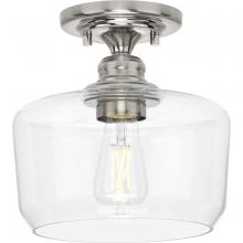  P350214-009 - Aiken Collection One-Light Brushed Nickel Clear Glass Farmhouse Flush Mount Light