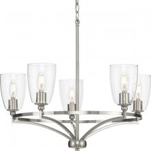  P400296-009 - Parkhurst Collection Five-Light New Traditional Brushed Nickel Clear Glass Chandelier Light