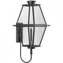  P560349-031 - Bradshaw Collection One-Light Textured Black Clear Glass Transitional Large Outdoor Wall Lantern