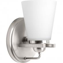  P300000-009 - Flight Collection One-Light Brushed Nickel Etched Glass Coastal Bath Vanity Light