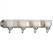  P3054-09 - Four-Light Brushed Nickel Alabaster Glass Traditional Bath Vanity Light