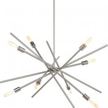  P400109-009 - Astra Collection Eight-Light Brushed Nickel Mid-Century Modern Chandelier Light