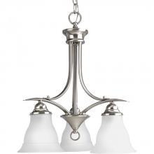  P4324-09 - Trinity Collection Three-Light Brushed Nickel Etched Glass Traditional Chandelier Light