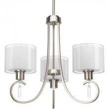  P4695-09 - Invite Collection Three-Light Brushed Nickel White Silk Mylar Shade New Traditional Chandelier Light