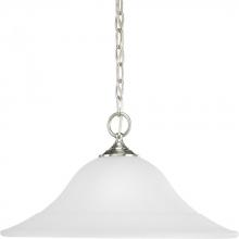  P5095-09 - Trinity Collection One-Light Brushed Nickel Etched Glass Traditional Pendant Light