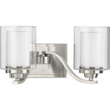  P300121-009 - Kene Collection Two-Light Brushed Nickel Clear Glass Craftsman Bath Vanity Light