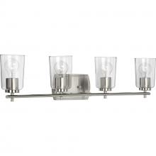  P300157-009 - Adley Collection Four-Light Brushed Nickel Clear Glass New Traditional Bath Vanity Light