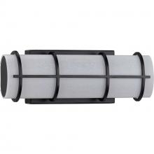  P300331-031-30 - Grid LED Collection 14-inch Matte Black and White Linen Acrylic Modern Style Bath Vanity Wall Light