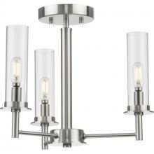  P400250-009 - Kellwyn Collection Three-Light Brushed Nickel and Clear Glass Transitional Style Convertible Semi-Fl