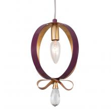  263M01RPLGL - Posh 1-Lt Round Mini Pendant - Plum/Gold Leaf