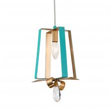  263M01TAQGL - Posh 1-Lt Tall Mini Pendant - Aqua/Gold Leaf