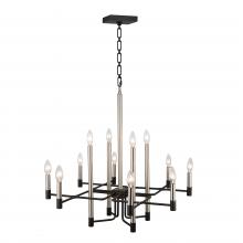  307C12 - To Circuit with Love 12-Lt Chandelier - Textured Black/Brushed Nickel