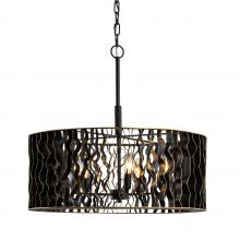  380P05MBFG - Estela 5-Lt Pendant - Matte Black/French Gold