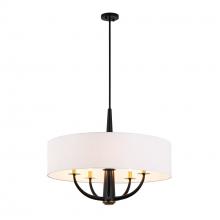  503P05BLSB - Patchwork 5-Lt Pendant - Black/Satin Brass