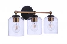  18719FBSB3 - Coppa 3 Light Vanity in Flat Black/Satin Brass