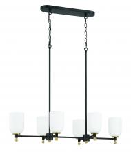  60376-FBSB - Council 6 Light Island in Flat Black/Satin Brass