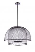  P1006BNK-LED - 24.25" Diameter Sculptural Statement Metal Mesh Dome 2 Shade Pendant in Brushed Polished Nickel