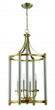  54834-BNKSB - Stanza 4 Light Foyer in Brushed Polished Nickel/Satin Brass