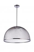  P1005BNK-LED - 24.25" Diameter Sculptural Statement Metal Mesh Dome Pendant in Brushed Polished Nickel