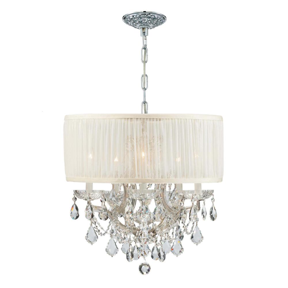 Brentwood 6 Light Crystal Polished Chrome Drum Shade Chandelier