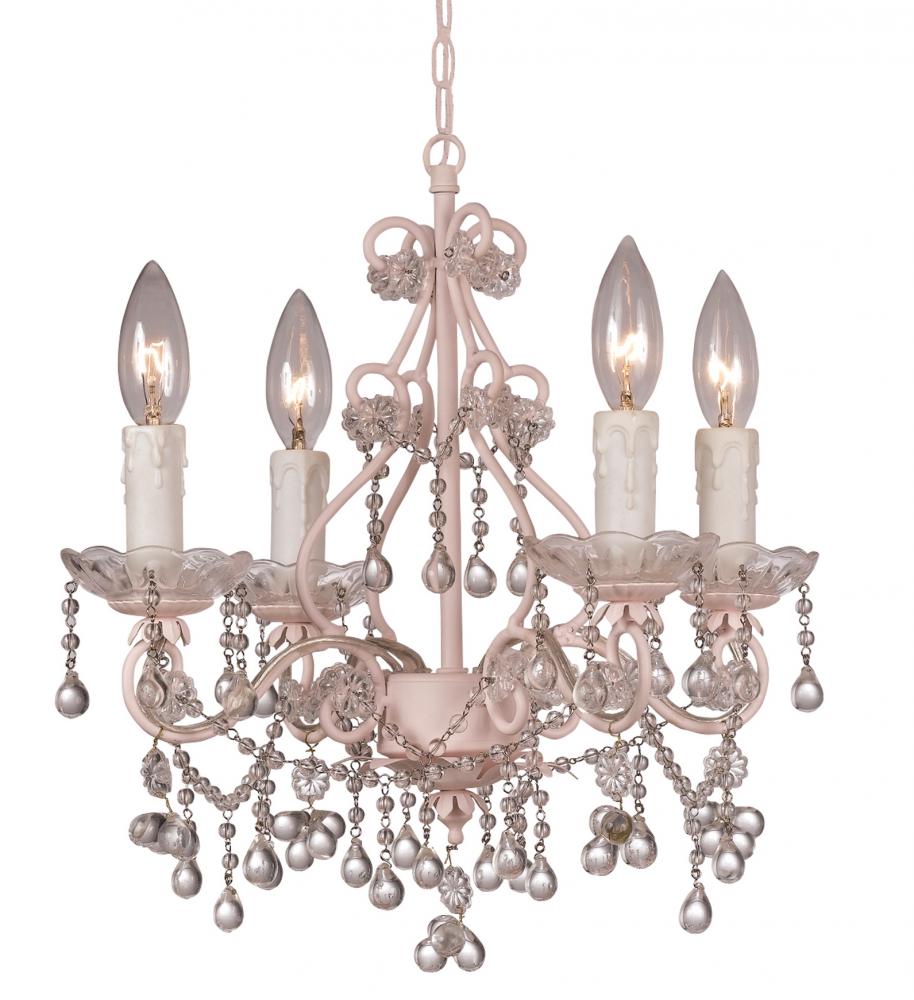 Crystorama Paris Market 4 Light Murano Crystal Blush Mini Chandelier