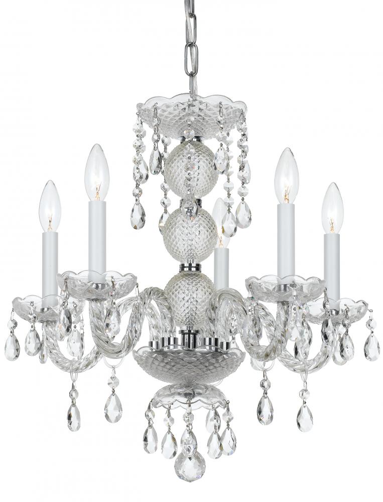 Crystorama Traditional Crystal 5 Light Clear Crystal Chrome Mini Chandelier