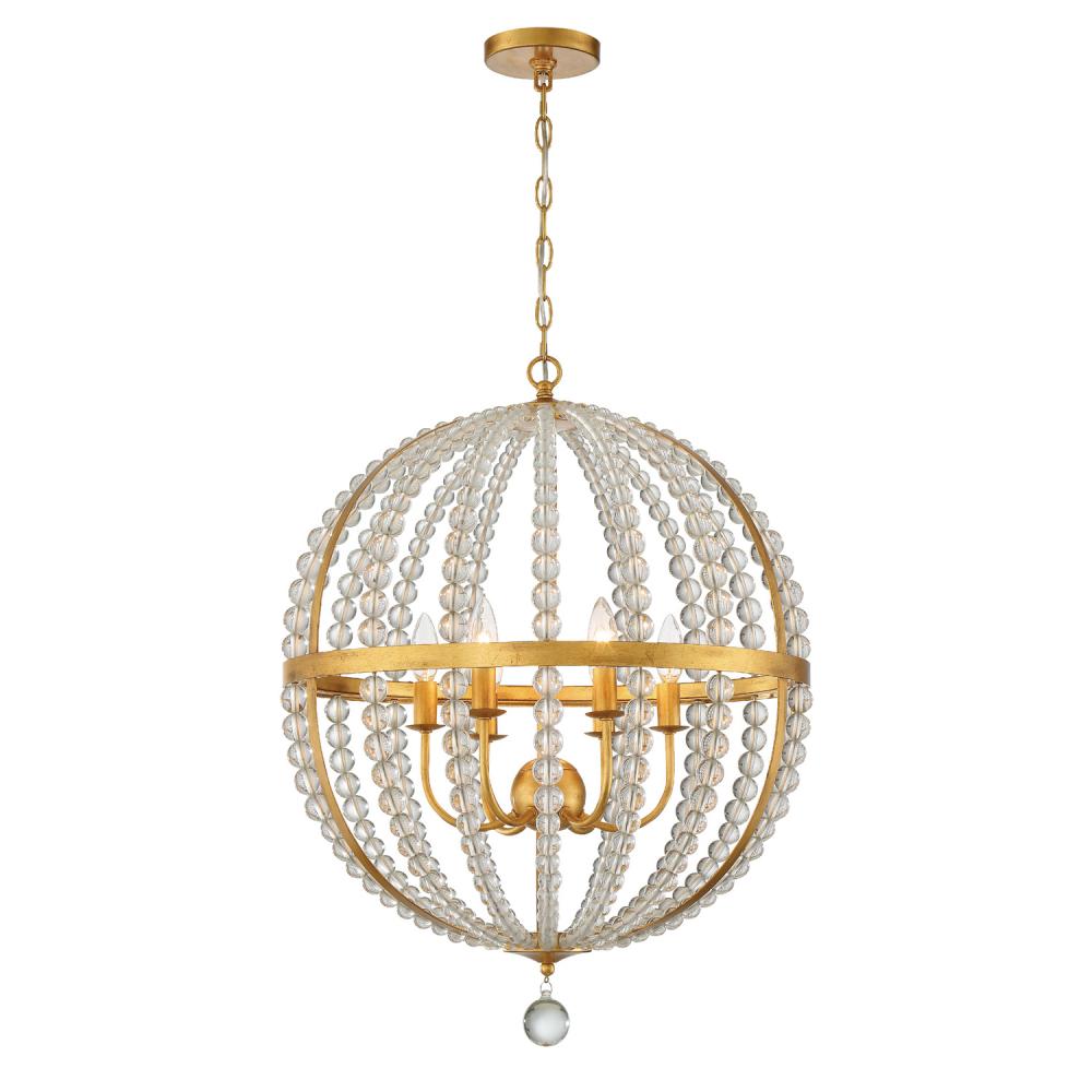 Roxy 6 Light Antique Gold Chandelier