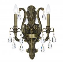  5563-AB-CL-SAQ - Dawson 2 Light Spectra Crystal Antique Brass Sconce