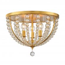  ROX-A9000-GA - Roxy 3 Light Antique Gold Flush Mount