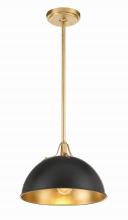  SOT-18013-MK-GA - Soto 1 Light Matte Black + Antique Gold Mini Pendant