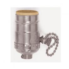  90/1668 - On-Off Pull Chain Socket; 1/8 IPS; 3 Piece Stamped Solid Brass; Polished Nickel Finish; 660W; 250V;