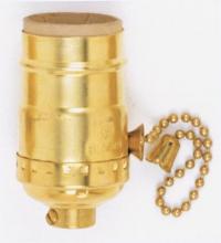  90/869 - On-Off Pull Chain Socket; 1/8 IPS; 3 Piece Stamped Solid Brass; Polished Nickel Finish; 660W; 250V;