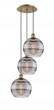  113B-3P-AB-G556-10SM - Rochester - 3 Light - 17 inch - Antique Brass - Cord hung - Multi Pendant