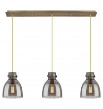  123-410-1PS-BB-G412-8SM - Newton Bell - 3 Light - 40 inch - Brushed Brass - Linear Pendant