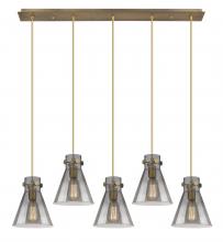  125-410-1PS-BB-G411-8SM - Newton Cone - 5 Light - 40 inch - Brushed Brass - Linear Pendant