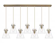  127-410-1PS-BB-G411-8CL - Newton Cone - 7 Light - 52 inch - Brushed Brass - Linear Pendant