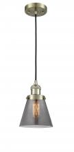  201C-AB-G63-LED - Cone - 1 Light - 6 inch - Antique Brass - Cord hung - Mini Pendant