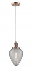  201C-AC-G165-LED - Geneseo - 1 Light - 7 inch - Antique Copper - Cord hung - Mini Pendant