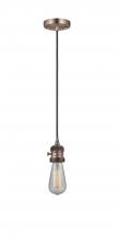  201CSW-AC-LED - Bare Bulb - 1 Light - 3 inch - Antique Copper - Cord hung - Mini Pendant