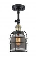  201F-BAB-G53-CE-LED - Bell Cage - 1 Light - 6 inch - Black Antique Brass - Semi-Flush Mount