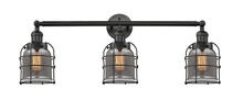  205-BK-G53-CE - Bell Cage - 3 Light - 31 inch - Matte Black - Bath Vanity Light