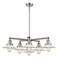  207-6CR-PN-G1 - Halophane 6 Light Chandelier