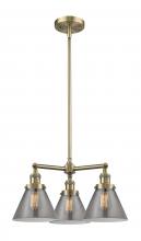  207-AB-G43-LED - Cone - 3 Light - 22 inch - Antique Brass - Stem Hung - Chandelier