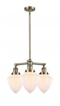  207-AB-G661-7-LED - Bullet - 3 Light - 20 inch - Antique Brass - Stem Hung - Chandelier