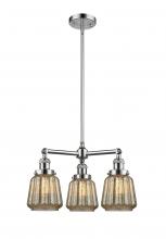  207-PC-G146-LED - Chatham - 3 Light - 24 inch - Polished Chrome - Stem Hung - Chandelier