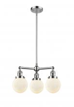  207-PC-G201-6-LED - Beacon - 3 Light - 19 inch - Polished Chrome - Stem Hung - Chandelier